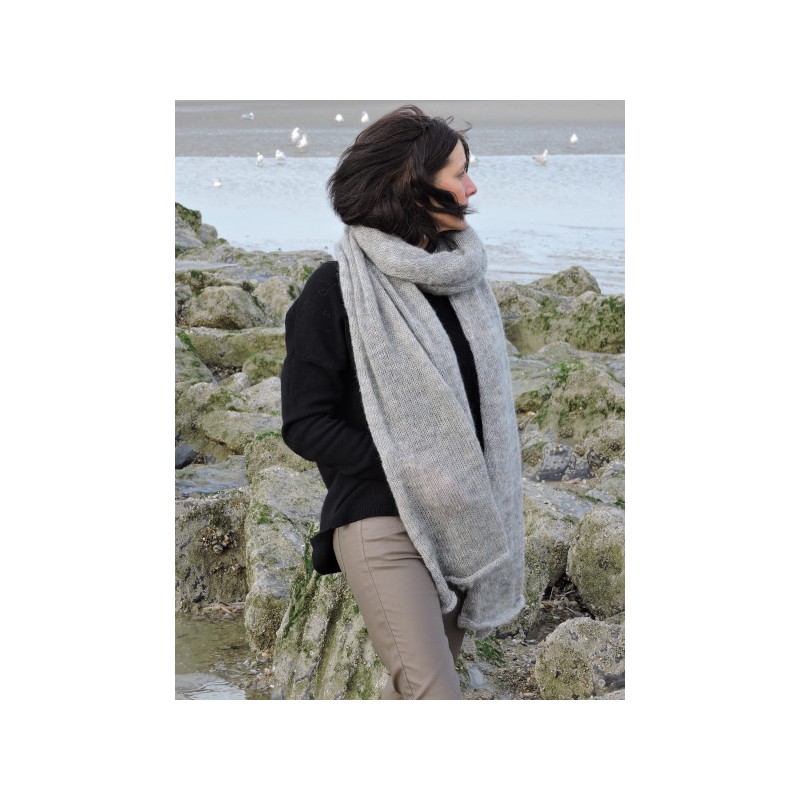 Large grey woollen scarf | Madame Framboise