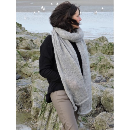 Grande écharpe grise en laine | Madame Framboise