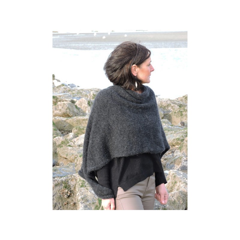 Poncho anthracite en laine | Madame Framboise