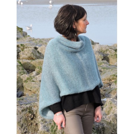 Poncho bleu vert en laine | Madame FRamboise Poncho bleu vert en laine | Madame FRamboise