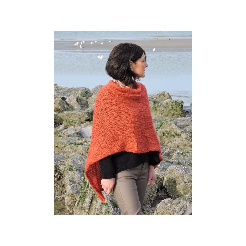 Poncho orange en laine