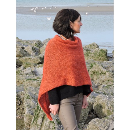 Orange woollen poncho