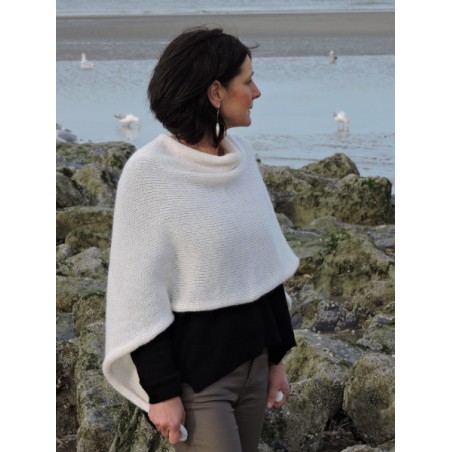 Poncho blanc en laine | Madame Framboise