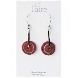 Boucles d'oreilles en papier rouille fuchsia et gris | Madame Framboise