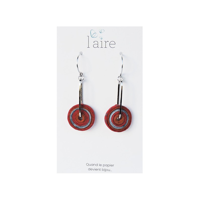 Boucles d'oreilles en papier rouille fuchsia et gris | Madame Framboise