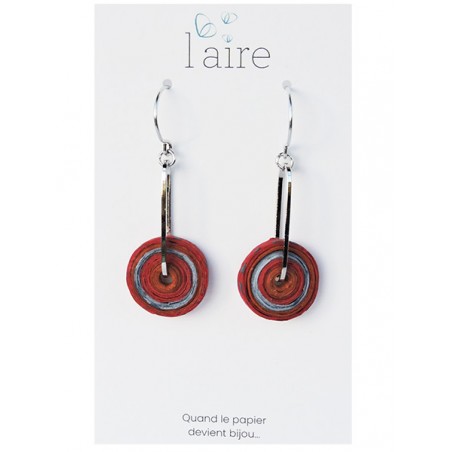 Boucles d'oreilles en papier rouille fuchsia et gris | Madame Framboise Boucles d'oreilles en papier rouille fuchsia et gris | Madame Framboise