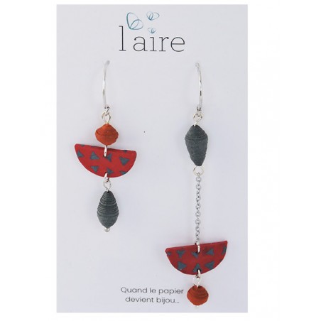 Boucles d'oreilles en papier rouille fuchsia et gris | Madame Framboise Boucles d'oreilles en papier rouille fuchsia et gris | Madame Framboise