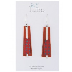 Boucles d'oreilles en papier rouille fuchsia et gris | Madame Framboise