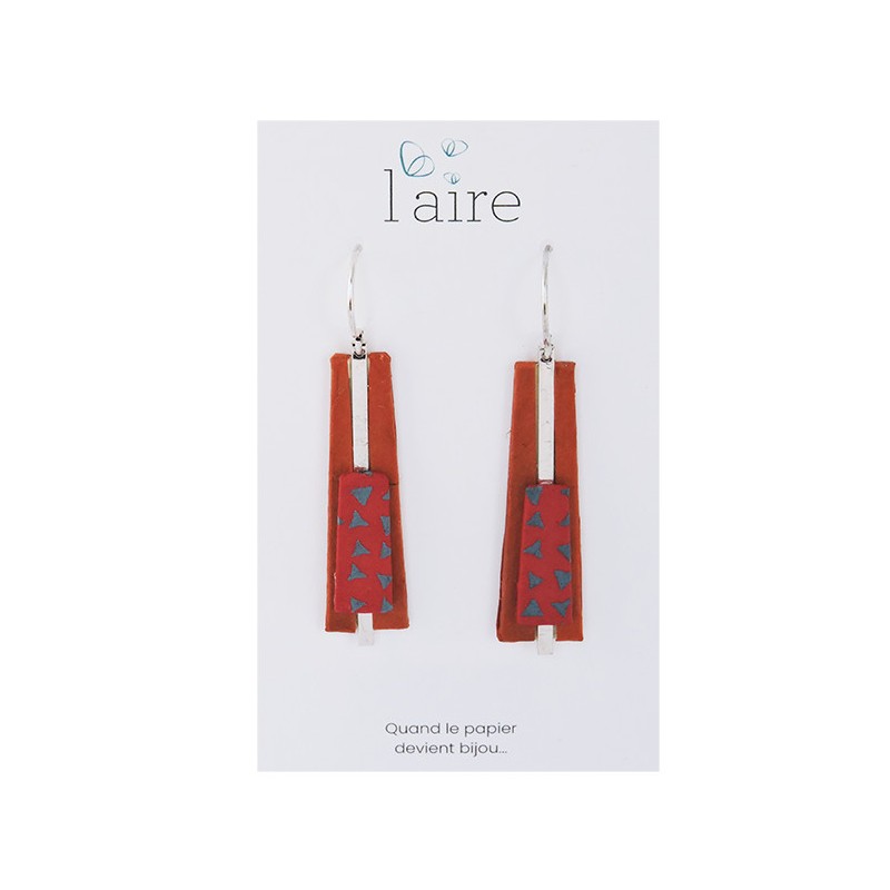 Boucles d'oreilles en papier rouille fuchsia et gris | Madame Framboise