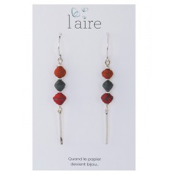Boucles d'oreilles en papier rouille fuchsia et gris | Madame Framboise