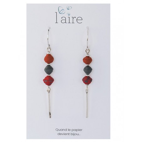 Boucles d'oreilles en papier rouille fuchsia et gris | Madame Framboise Boucles d'oreilles en papier rouille fuchsia et gris | Madame Framboise