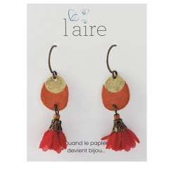 Boucles d'oreilles en papier rouille et fuchsia | Madame Framboise