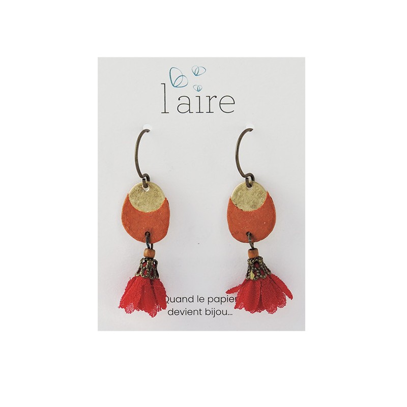 Boucles d'oreilles en papier rouille et fuchsia | Madame Framboise