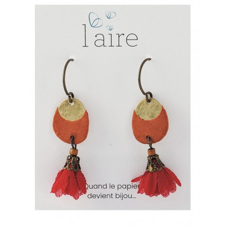 Boucles d'oreilles en papier rouille et fuchsia | Madame Framboise Boucles d'oreilles en papier rouille et fuchsia | Madame Framboise