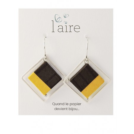 Boucles d'oreilles en papier jaune | Madame Framboise Boucles d'oreilles en papier jaune | Madame Framboise
