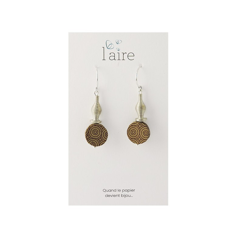 Boucles d'oreilles en papier kaki | Madame Framboise