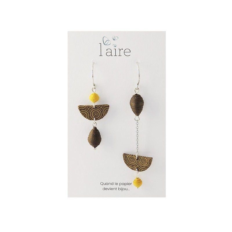 Boucles d'oreilles en papier kaki | Madame Framboise