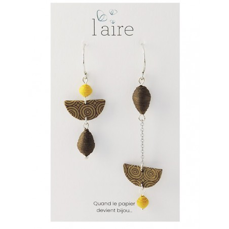 Boucles d'oreilles en papier kaki | Madame Framboise Boucles d'oreilles en papier kaki | Madame Framboise