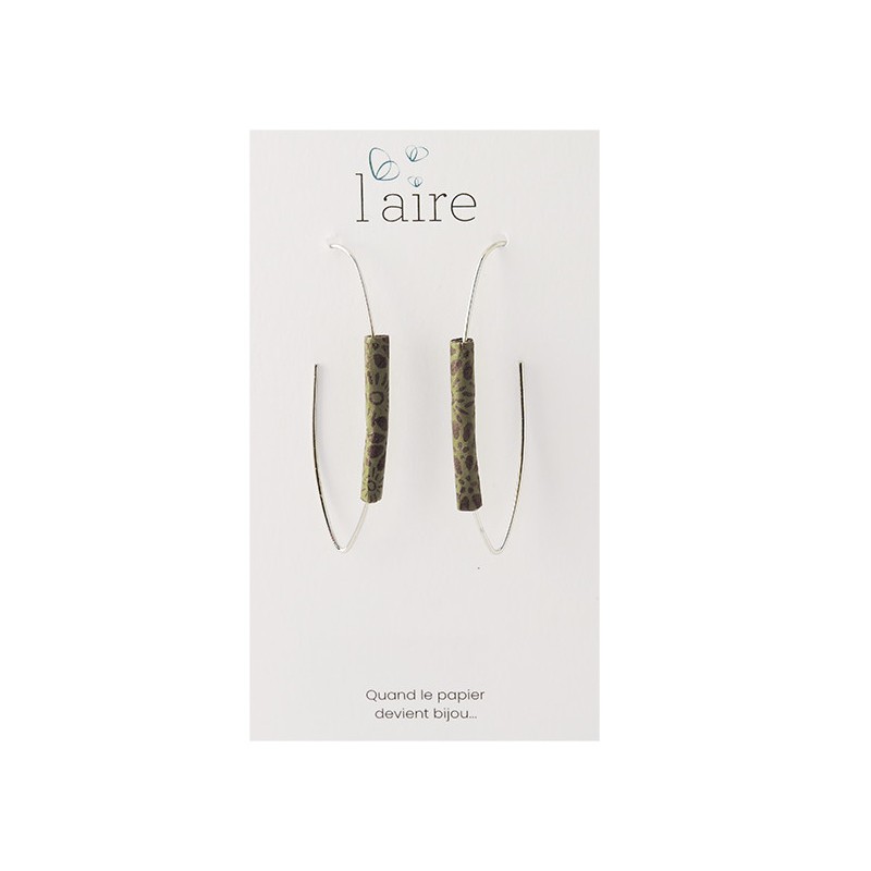 Boucles d'oreilles en papier kaki | Madame Framboise