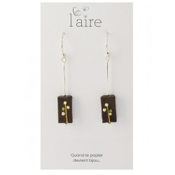 Boucles d'oreilles en papier kaki | Madame Framboise