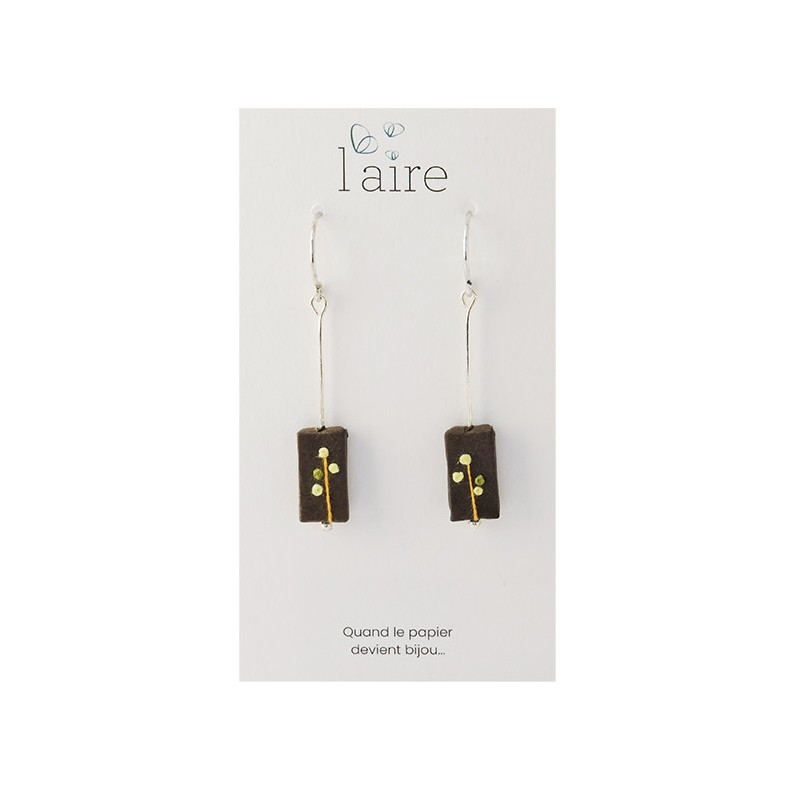 Boucles d'oreilles en papier kaki | Madame Framboise
