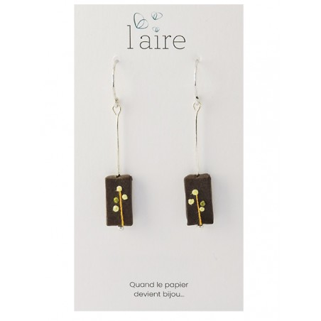 Boucles d'oreilles en papier kaki | Madame Framboise Boucles d'oreilles en papier kaki | Madame Framboise