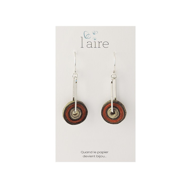 Boucles d'oreilles en papier kaki - 06