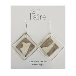 Boucles d'oreilles en papier blanc et gris | Madame Framboise