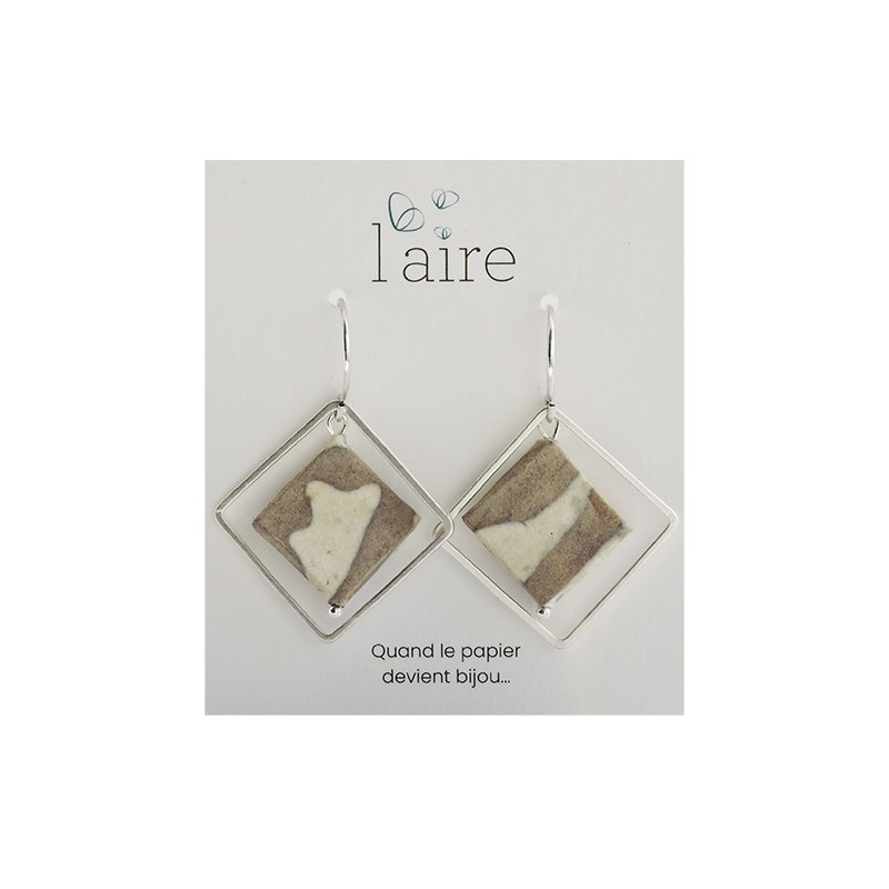 Boucles d'oreilles en papier blanc et gris | Madame Framboise