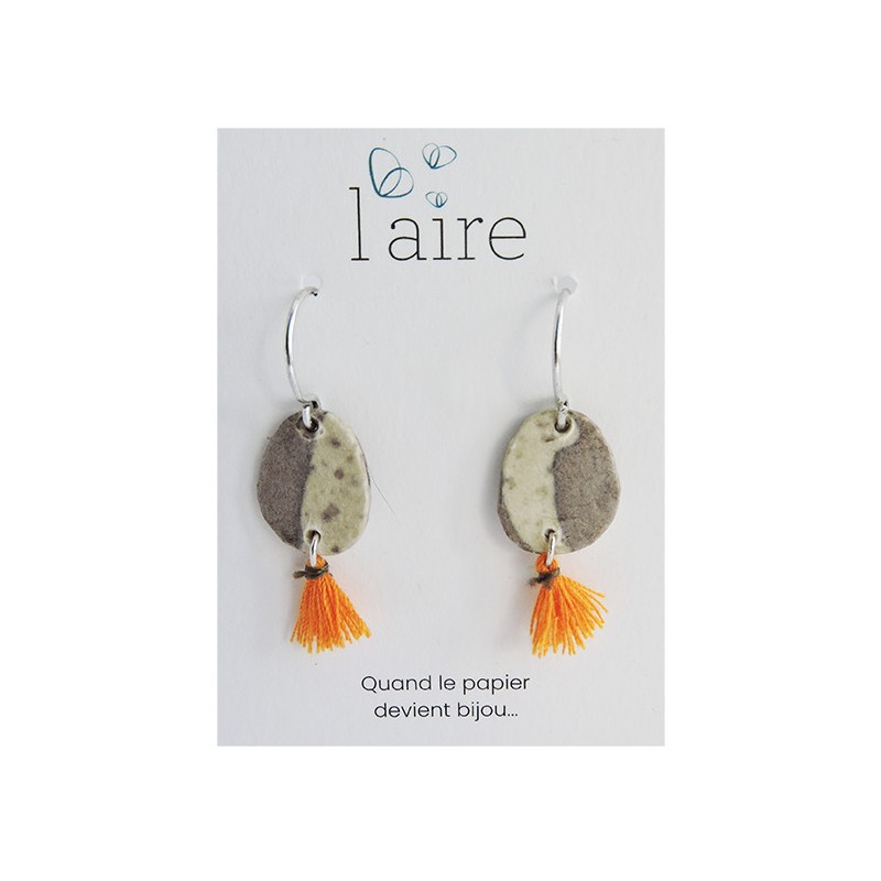 Boucles d'oreilles en papier blanc et gris | Madame Framboise