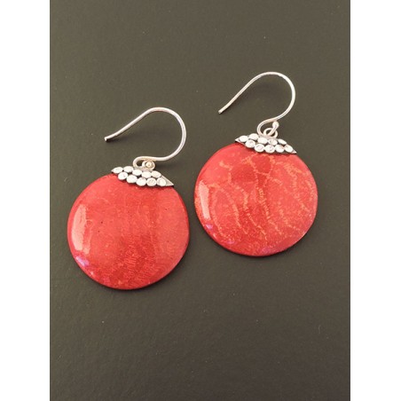 Boucles d'oreilles argent et corail | Madame Framboise