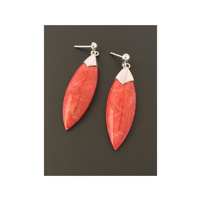 Boucles d'oreilles argent et corail | Madame Framboise