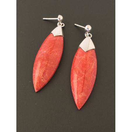 Boucles d'oreilles argent et corail | Madame Framboise