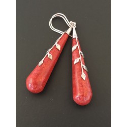 Boucles d'oreilles argent et corail | Madame Framboise