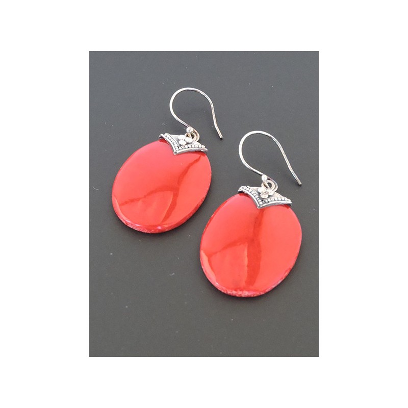 Boucles d'oreilles argent et corail | Madame Framboise