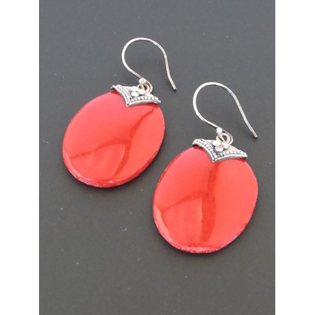 Silver and coral earrings | Madame Framboise