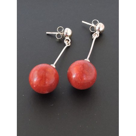 Silver and coral earrings | Madame Framboise