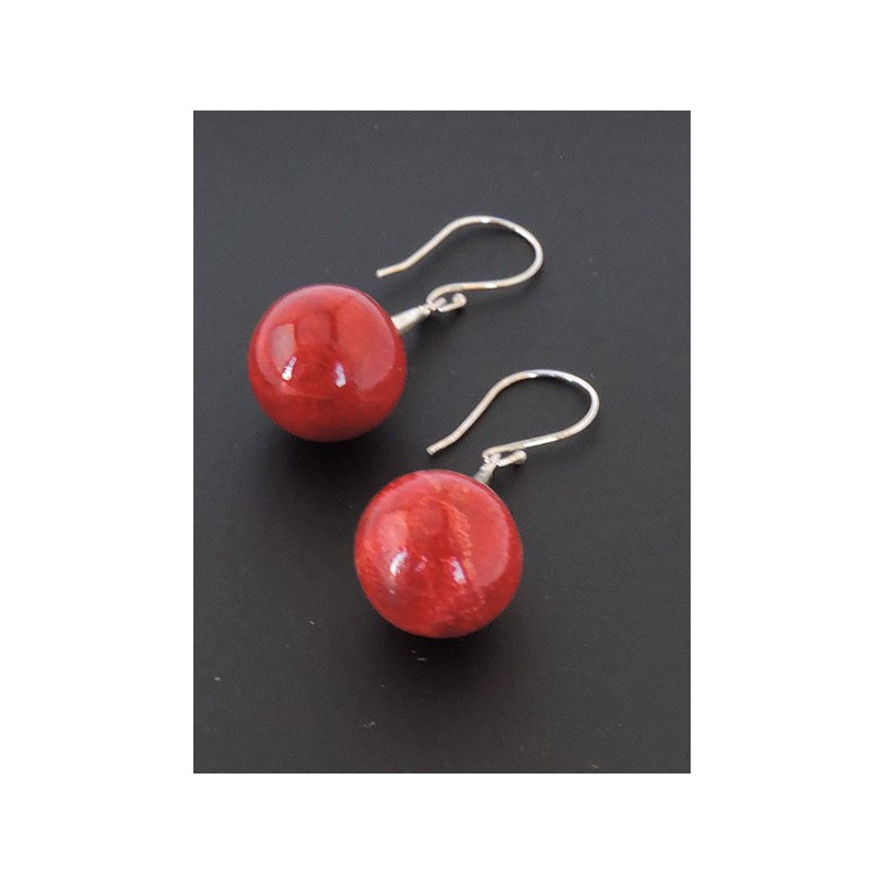 Silver and coral earrings | Madame Framboise