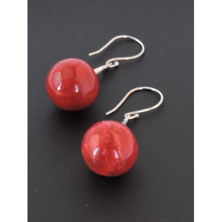 Boucles d'oreilles argent et corail | Madame Framboise