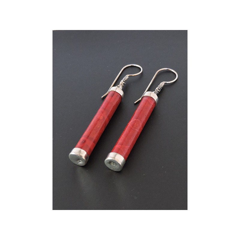 Boucles d'oreilles argent et corail | Madame Framboise