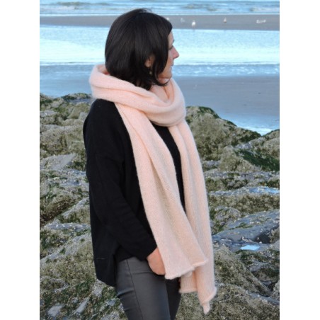 Grande écharpe rose en laine | Madame Framboise