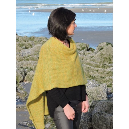 Mustard green woollen poncho | Madame Framboise