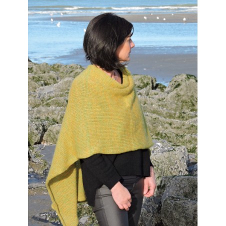 Poncho vert moutarde en laine | Madame Framboise