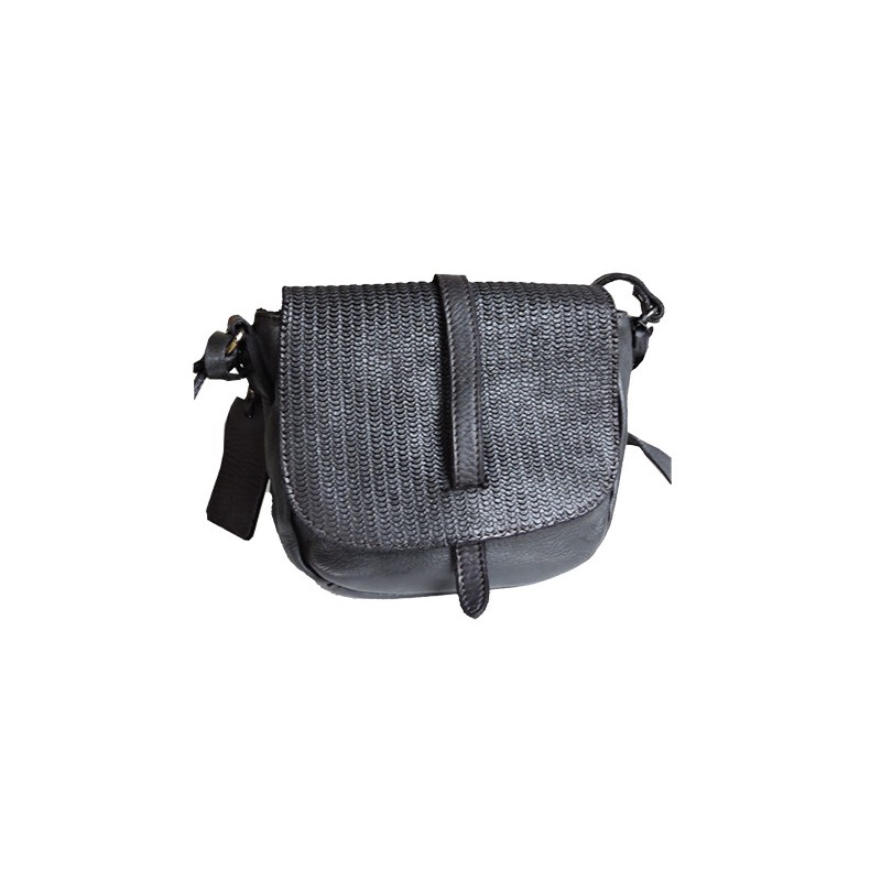 Black leather satchel | Madame Framboise