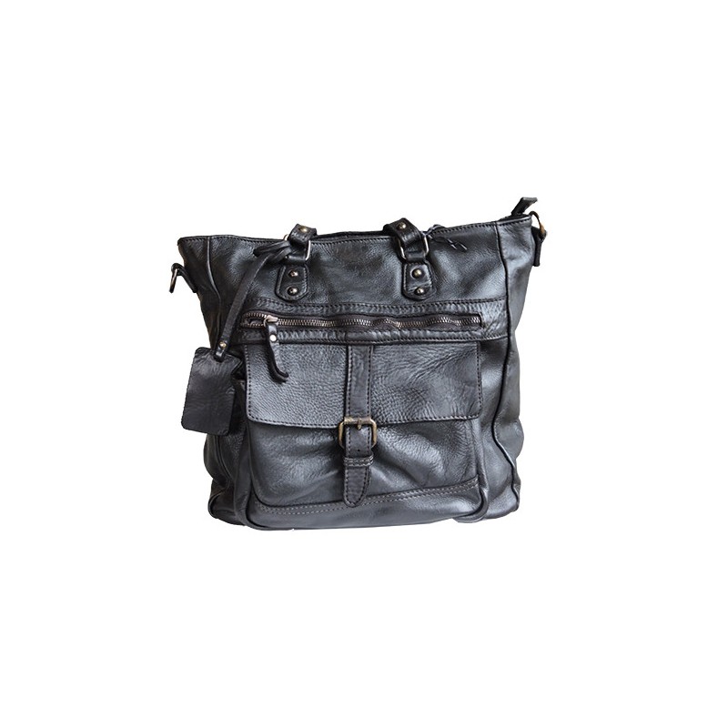 Black leather tote bag | Madame Framboise