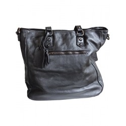 Black leather tote bag | Madame Framboise