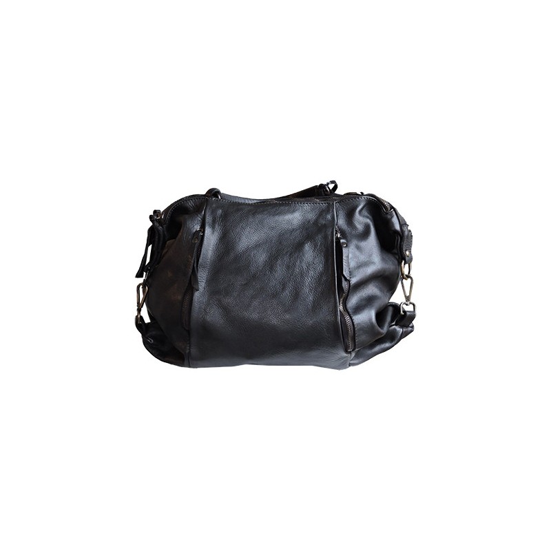 Black leather tote bag | Madame Framboise