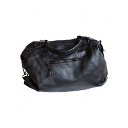 Women's black leather tote bag | Madame Framboise