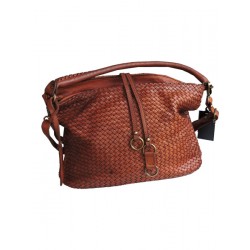 Sac pour dames en cuir tressé cognac | Madame Framboise