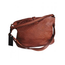 Laidies plaited cognac leather handbag  | Madame Framboise